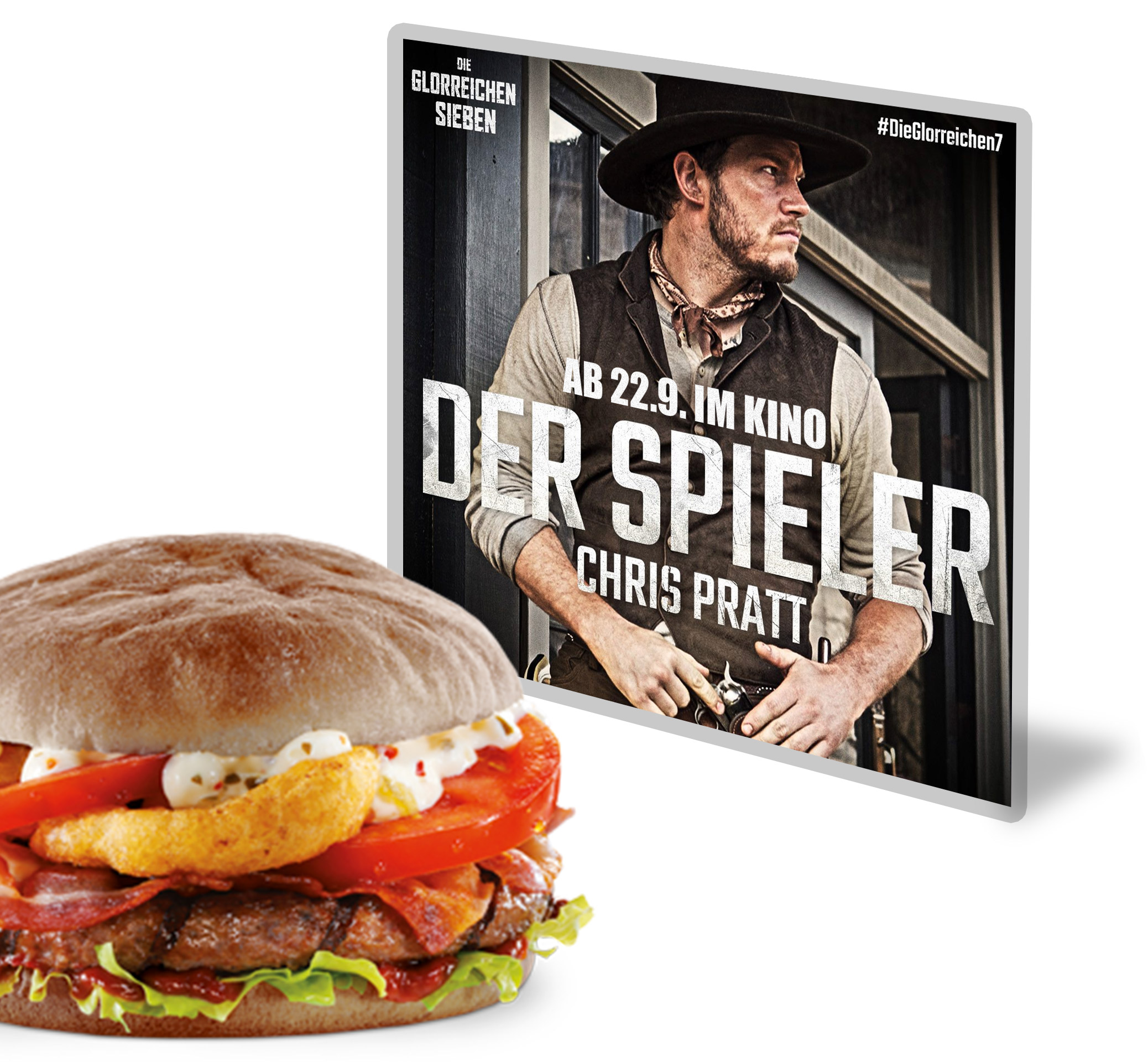 Die glorreichen 7 burgerme Onion Rings Burger